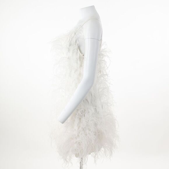 Cult Gaia Zariah Ostritch Feather Dress in Off White - Picture 4 of 5